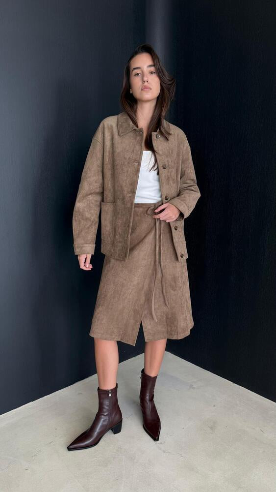 Suede Jacket + Skirt Set