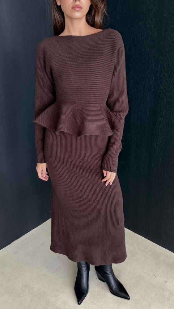 Textured Ribbed Skirt Set