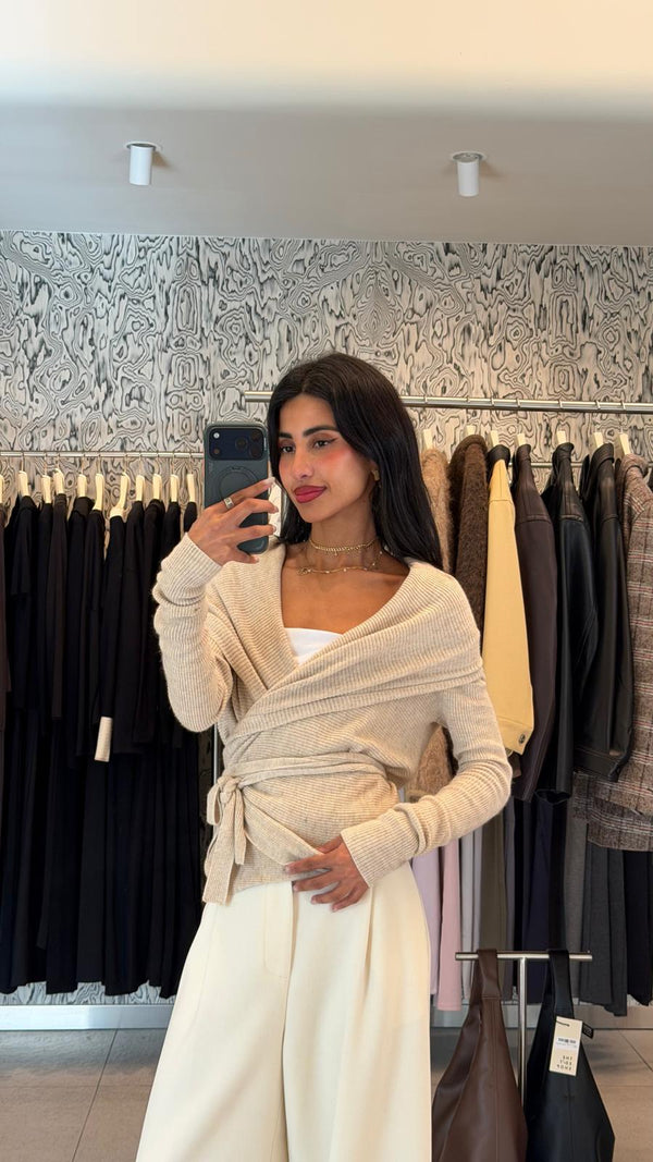 Tied-Waist Wool Cardigan