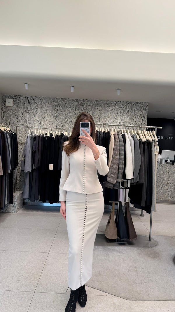 Button Suit Skirt Set