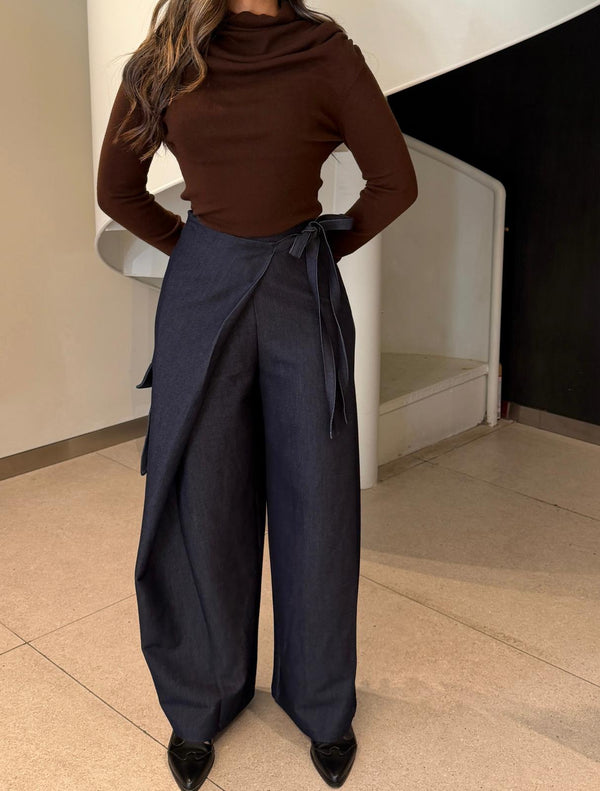 Asymmetric Wrap Cargo Pants