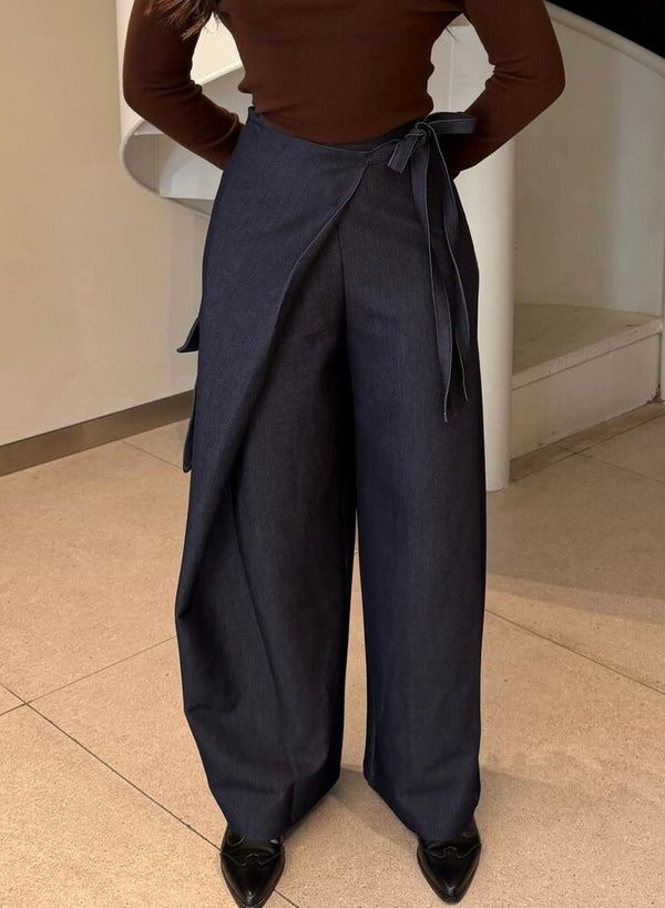 Asymmetric Wrap Cargo Pants
