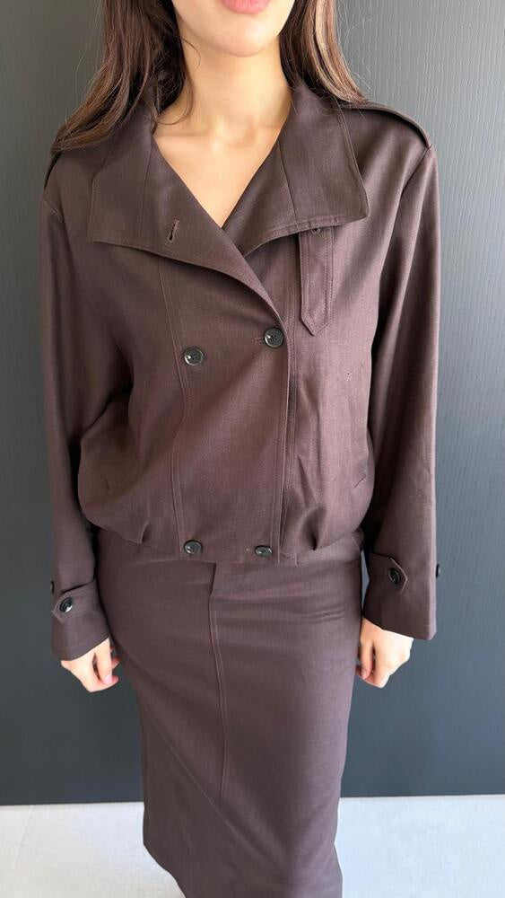 Funnel Neck Jacket + Skirt Set