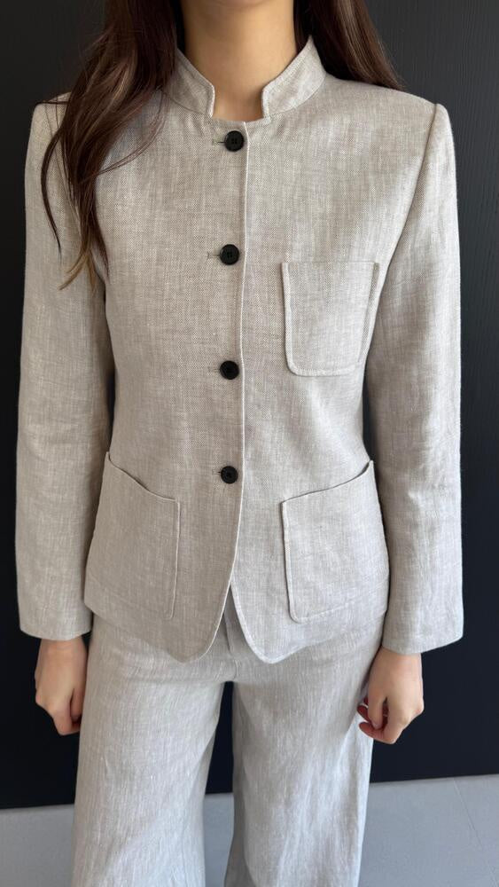 Button Up  Linen Jacket + Pants Set