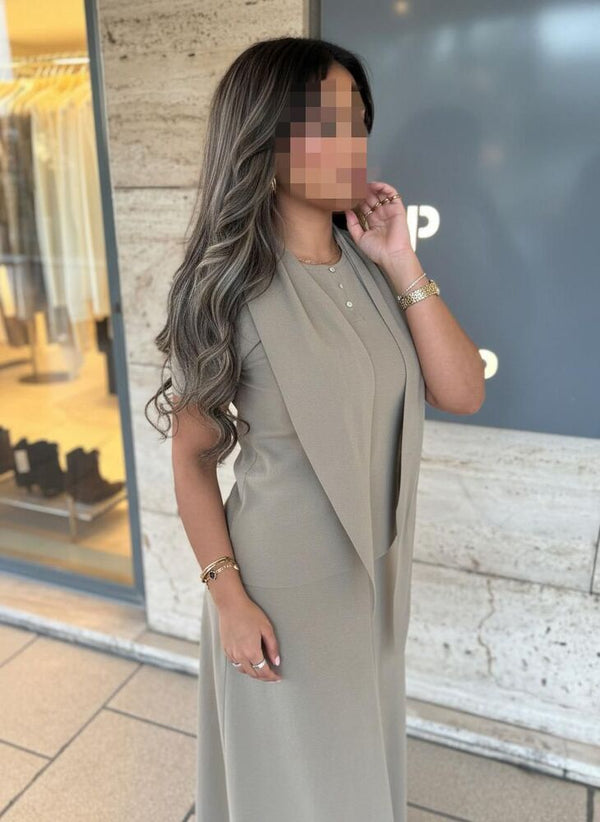 Scarf Polo Top + Skirt Set