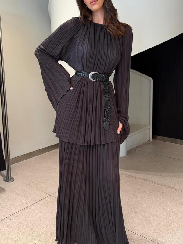 Belted Pleated Set