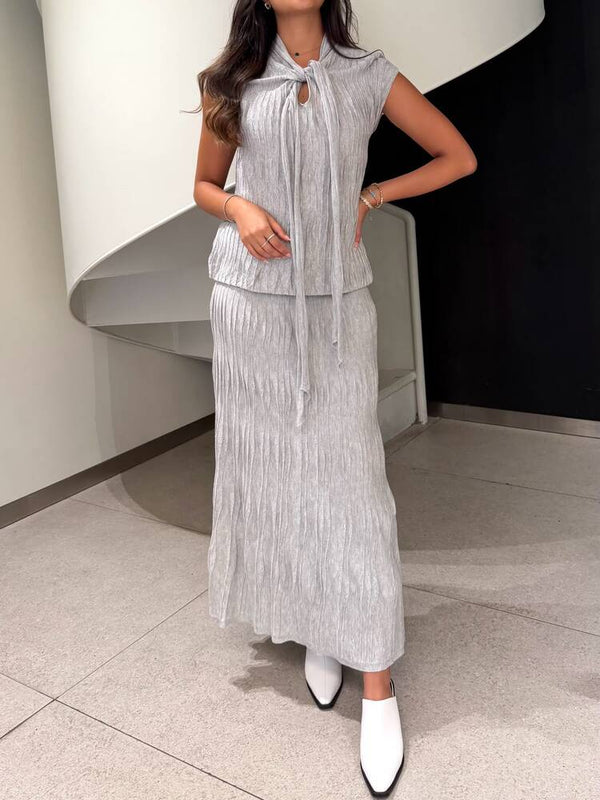 Crumpled Tie + Skirt Set