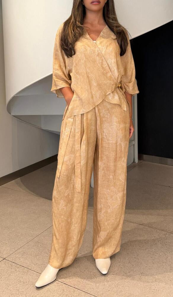 Wrap Blouse Pants Set
