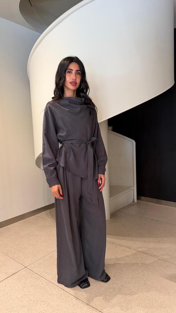 Belted Draped Pants Set