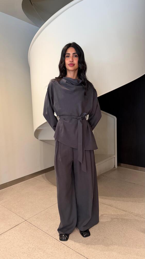 Belted Draped Pants Set