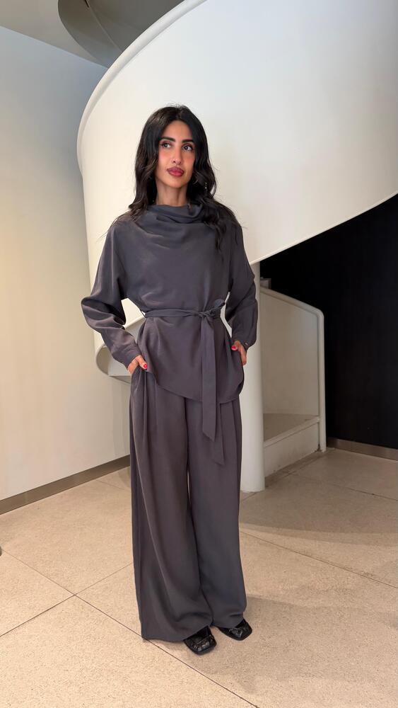 Belted Draped Pants Set
