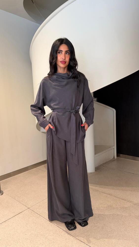 Belted Draped Pants Set
