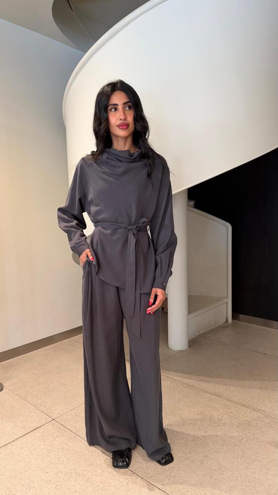 Belted Draped Pants Set