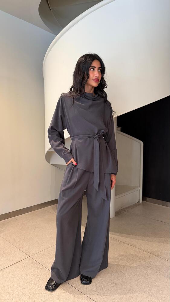 Belted Draped Pants Set