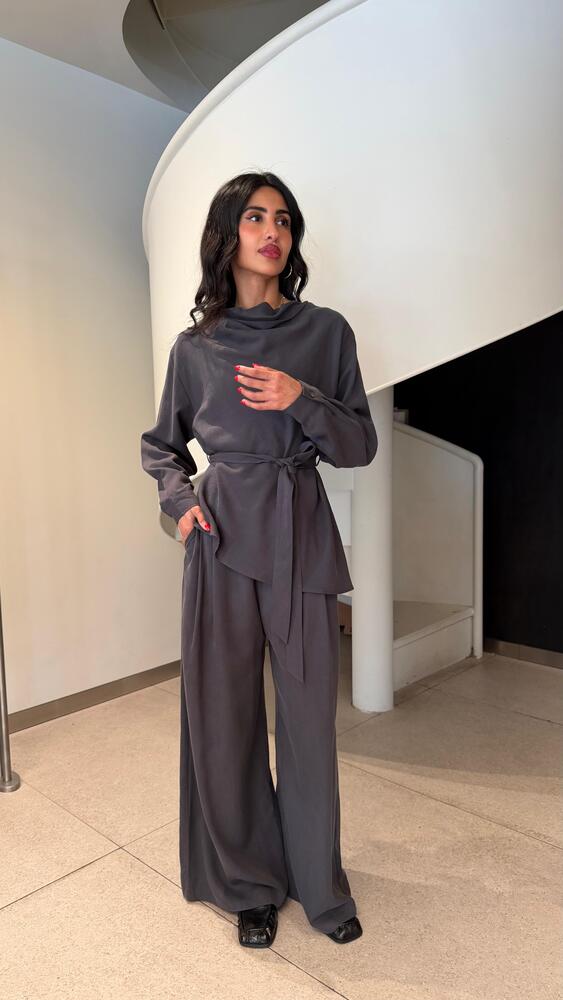 Belted Draped Pants Set