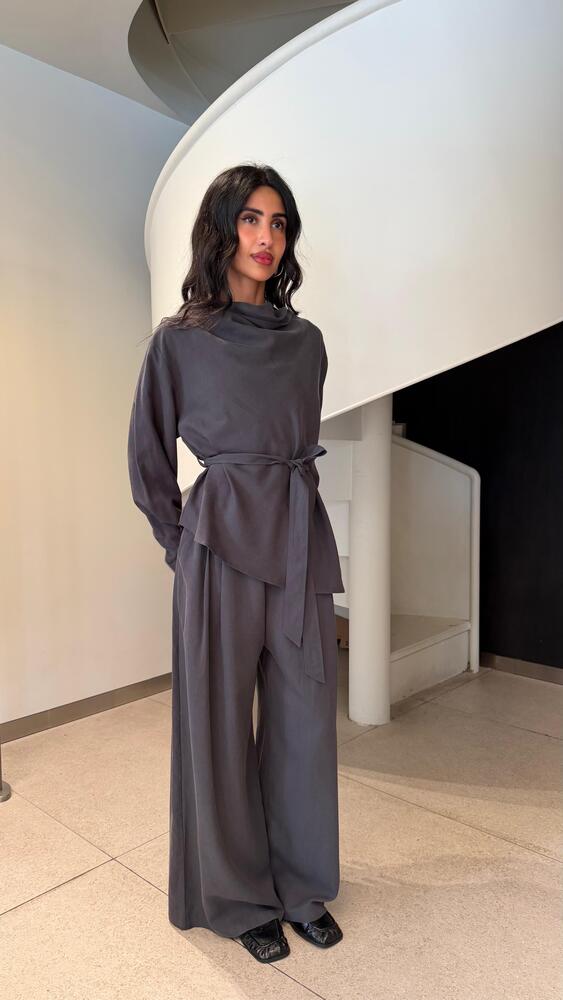 Belted Draped Pants Set