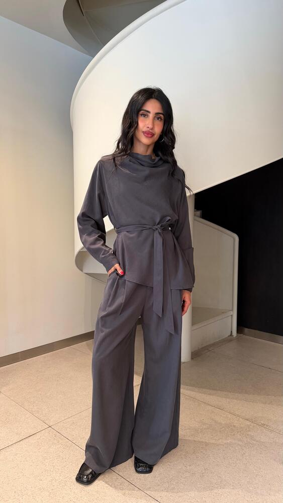 Belted Draped Pants Set