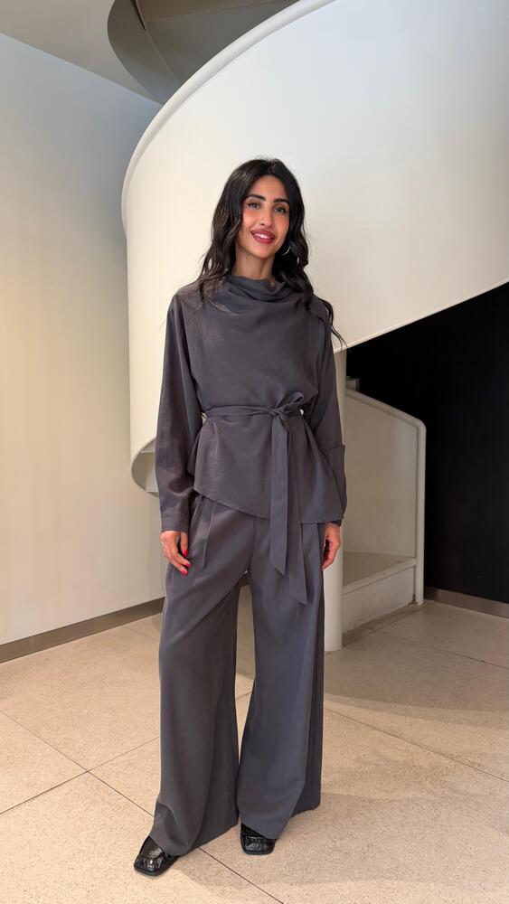 Belted Draped Pants Set