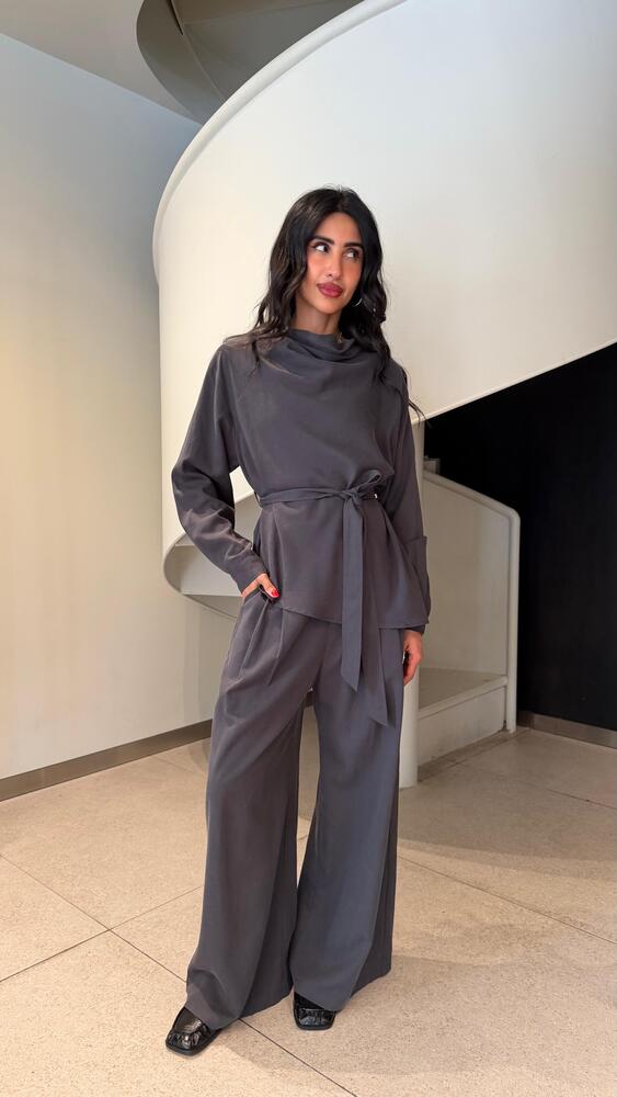 Belted Draped Pants Set