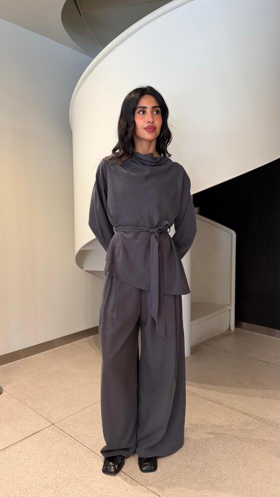 Belted Draped Pants Set