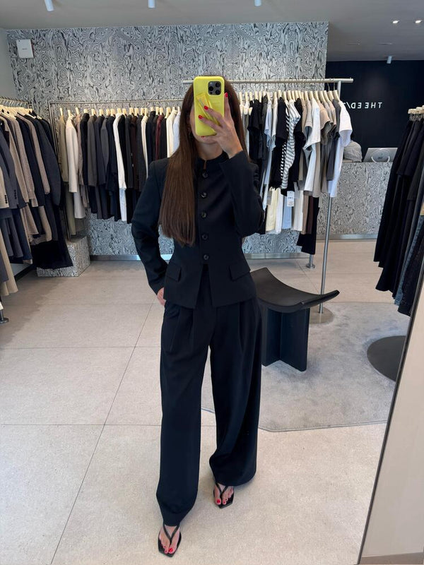 Round Neck Blazer + Pants Set