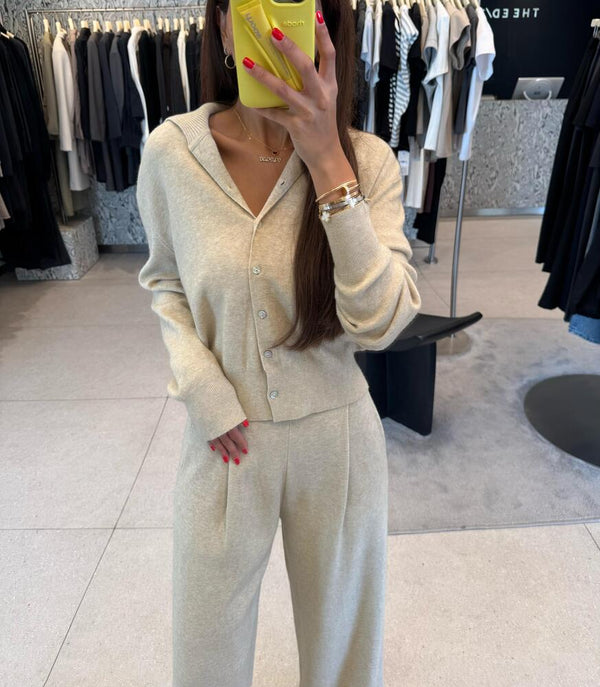 Turtleneck Cardigan Pants Set