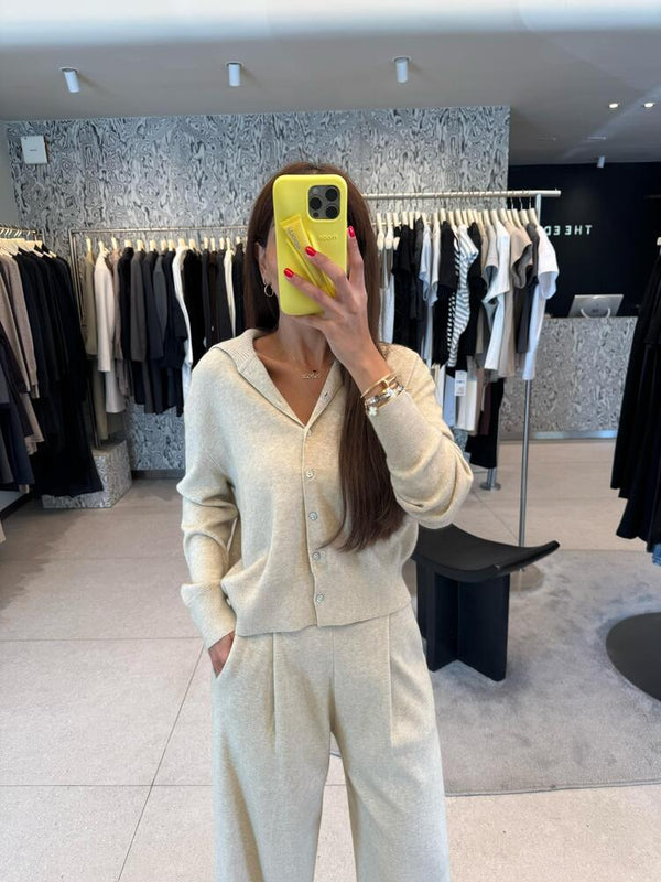 Turtleneck Cardigan Pants Set