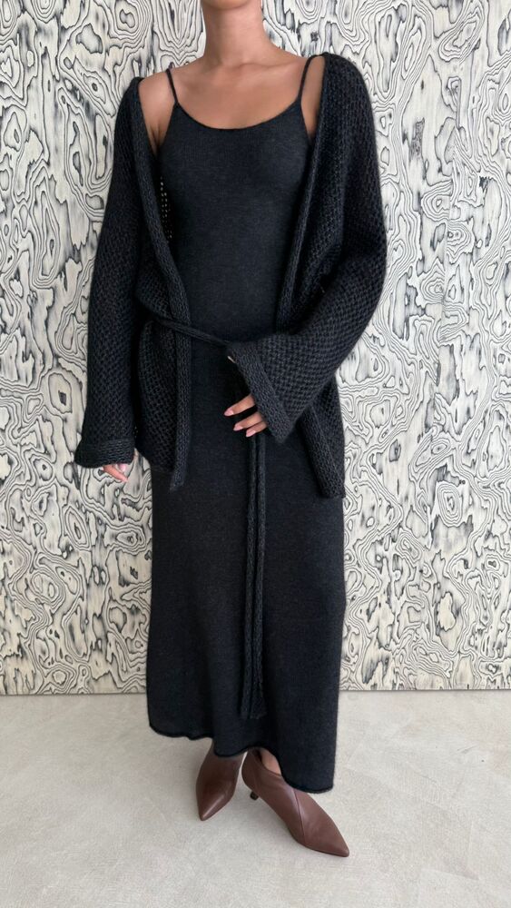 Knit Dress With Cardigan