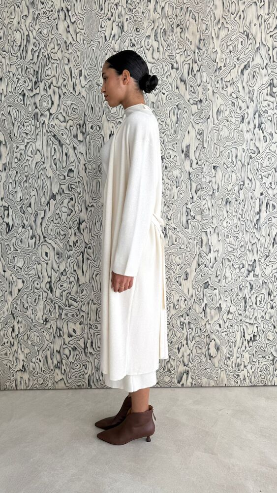 3 Piece Mock Neck Top Cardigan + Skirt