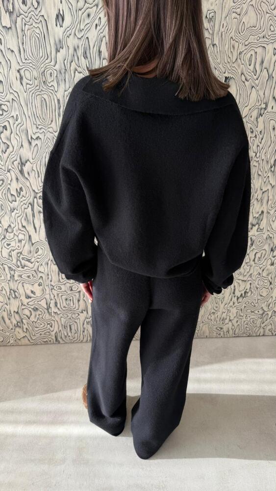 Collar Wool Pants Set