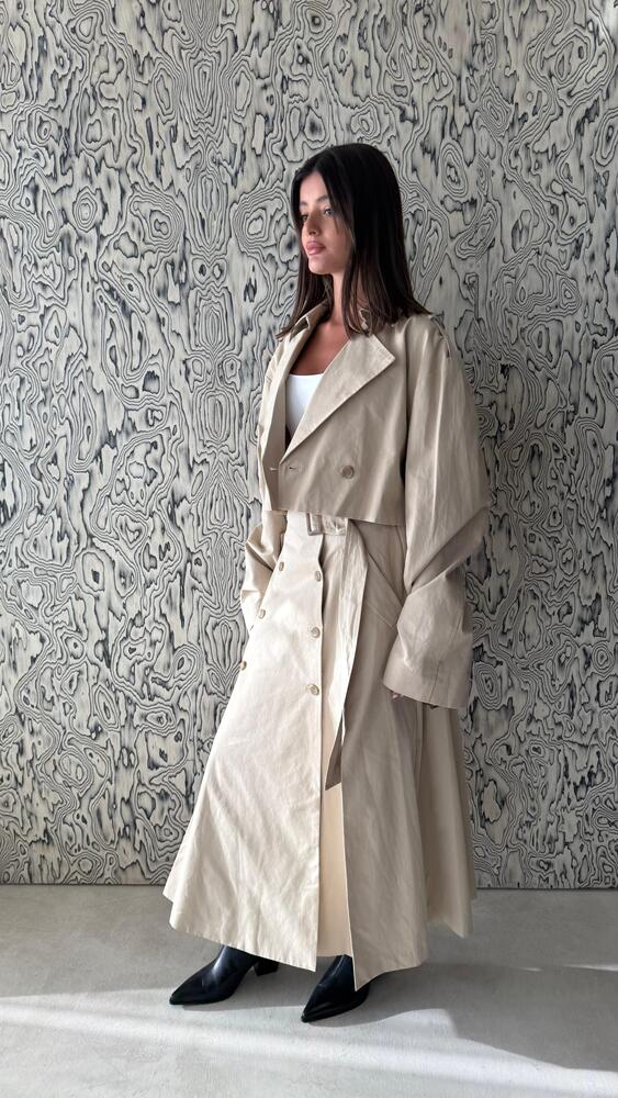 Cropped Trench Coat Set