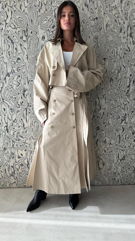 Cropped Trench Coat Set