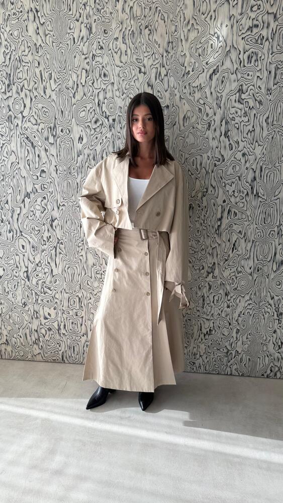 Cropped Trench Coat Set