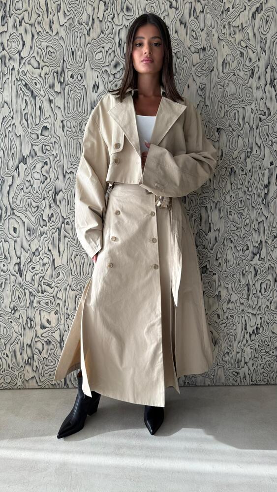 Cropped Trench Coat Set
