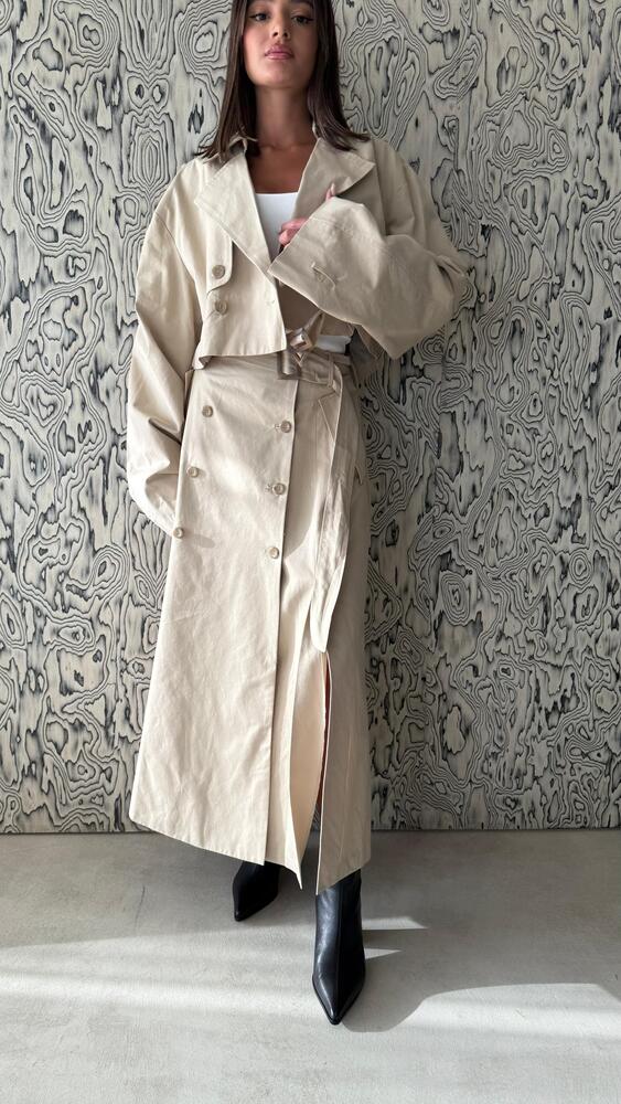 Cropped Trench Coat Set