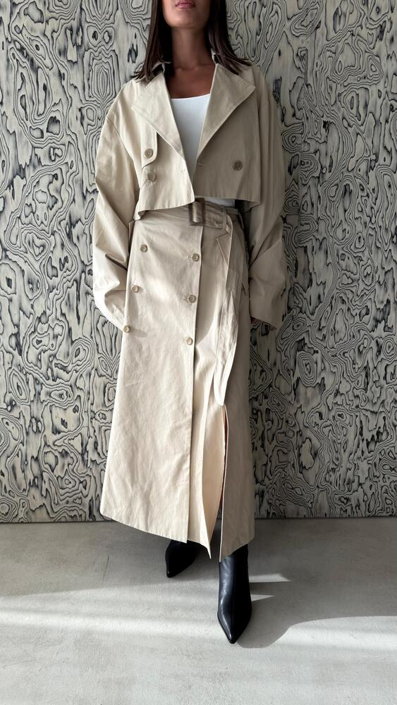 Cropped Trench Coat Set