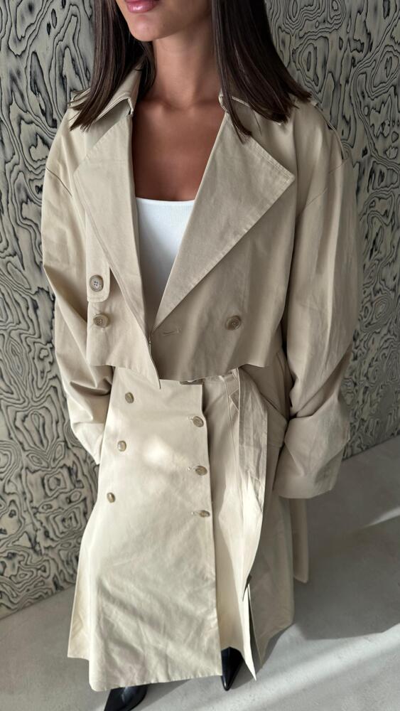 Cropped Trench Coat Set