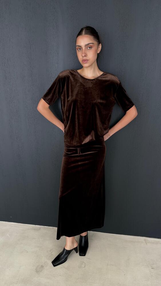 Velvet Midi Skirt Set