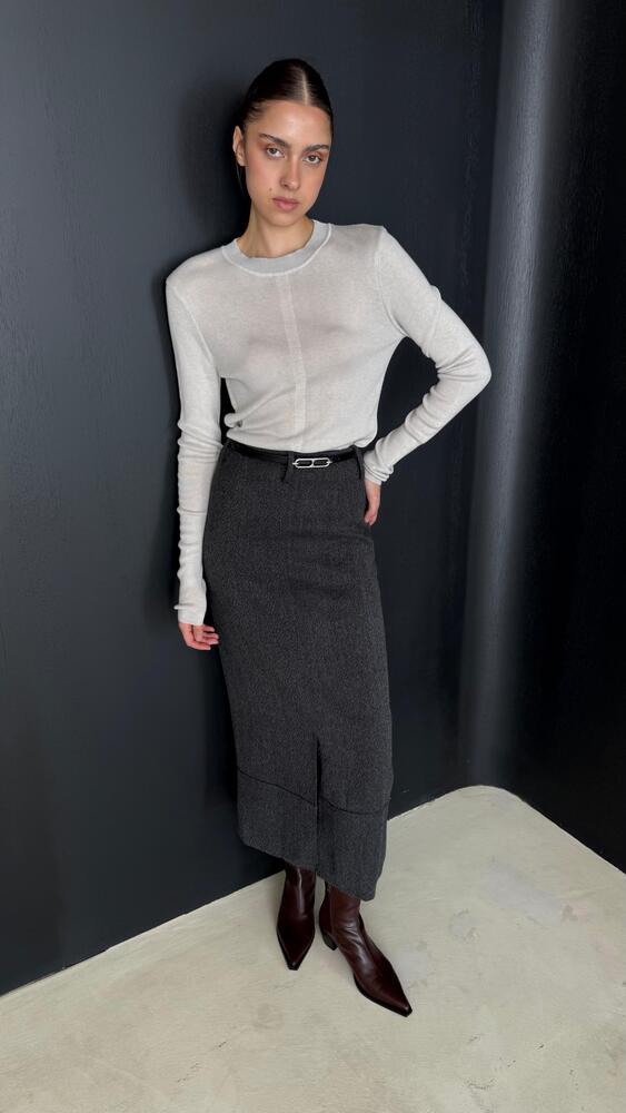 Tweed Skirt With Belt