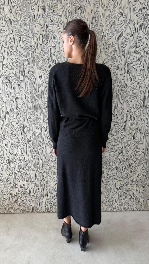 V-Neck Knit Lace + Skirt Set