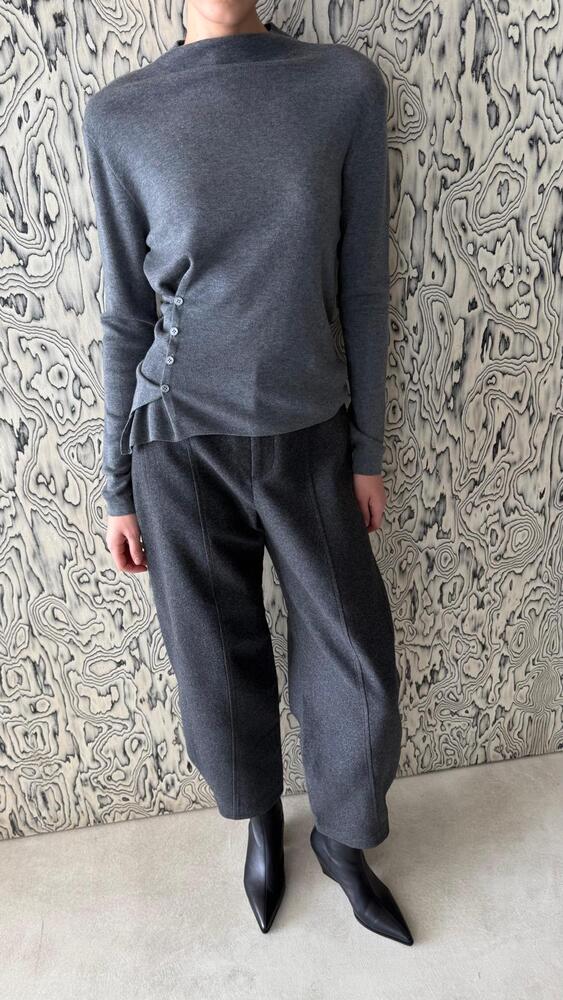 Mock Neck Button Knit Top