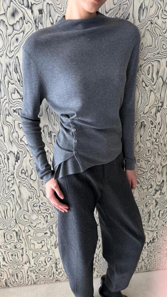 Mock Neck Button Knit Top