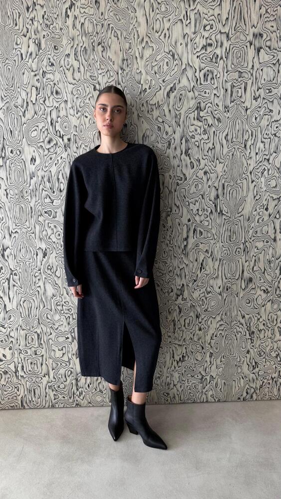 Round Neck Wool Skirt Set