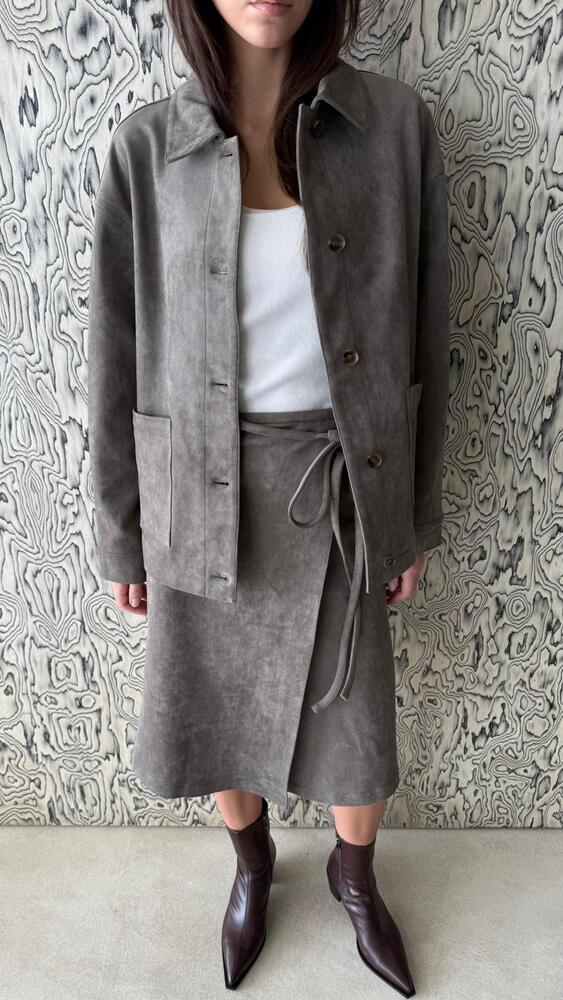Suede Jacket + Skirt Set