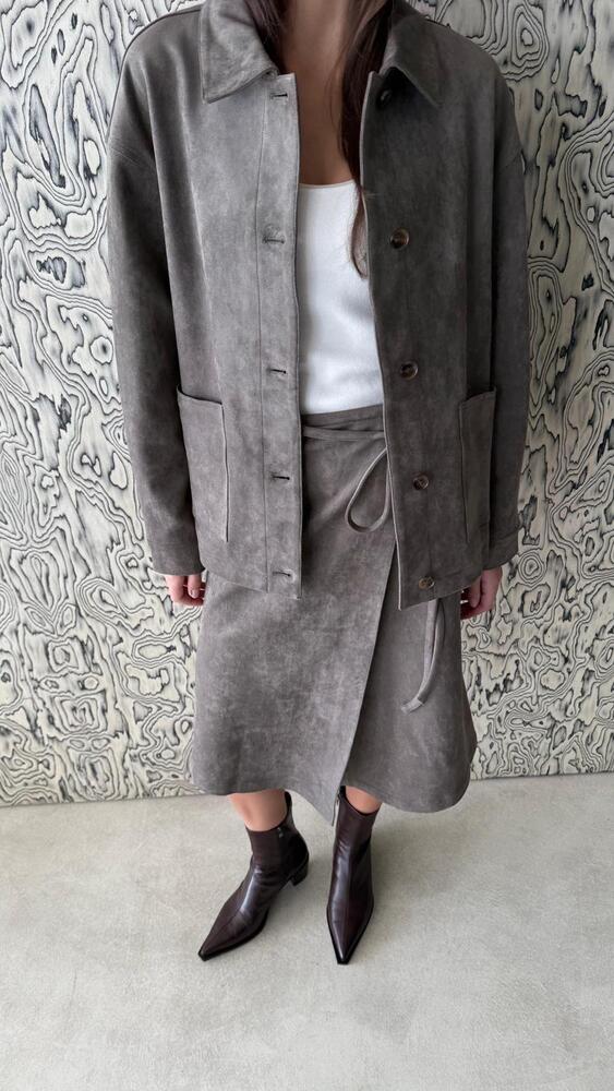 Suede Jacket + Skirt Set