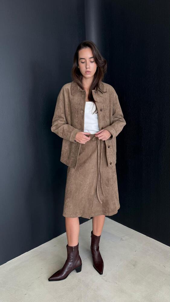 Suede Jacket + Skirt Set