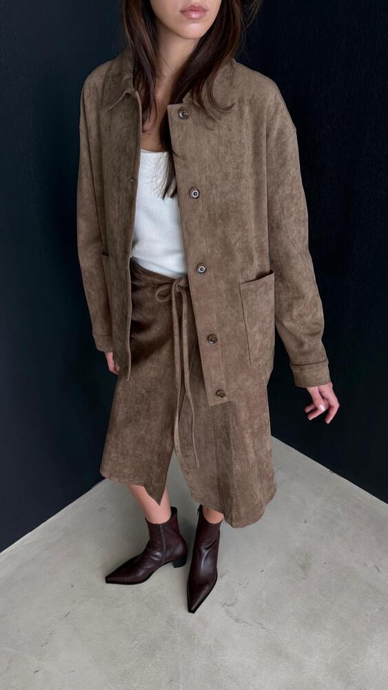 Suede Jacket + Skirt Set