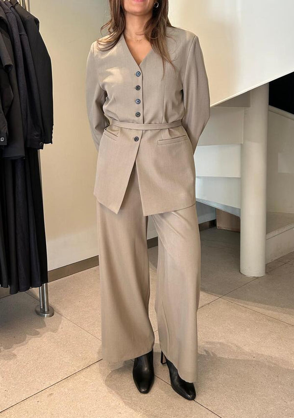 5 Buttons V- Neck Blazer +Pants Set