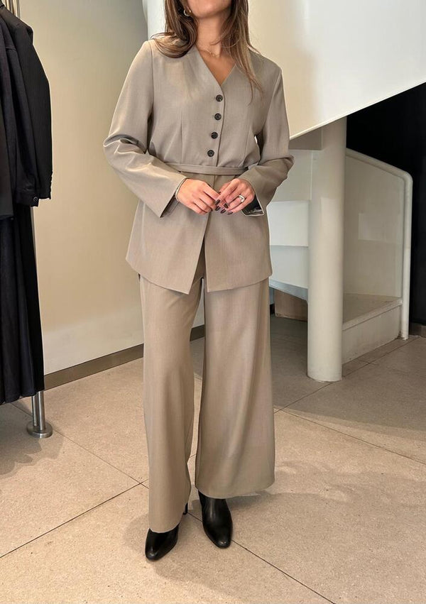 5 Buttons V- Neck Blazer +Pants Set