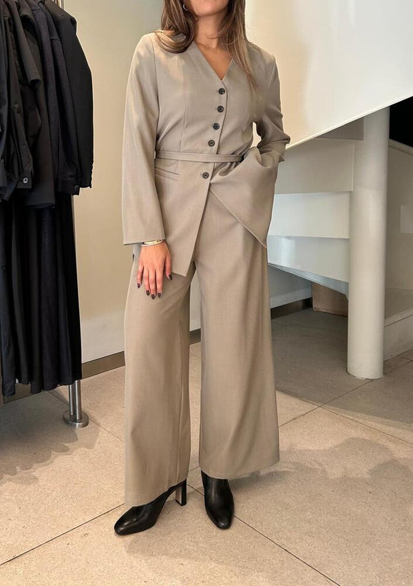 5 Buttons V- Neck Blazer +Pants Set